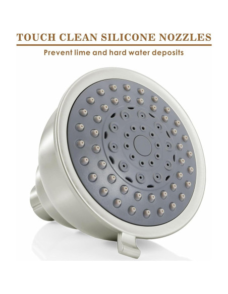 Cabezal de Ducha Voolan 4" Alta Presión 5 Configuraciones Níquel