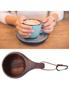Taza de Campamento de Madera GLOGLOW con Cuerda y Hebilla 2