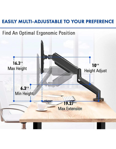 Brazo de Monitor LCD Stellar Mounts con Puertos USB y Multimedia