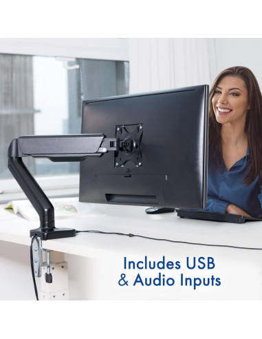 Brazo de Monitor LCD Stellar Mounts con Puertos USB y Multimedia