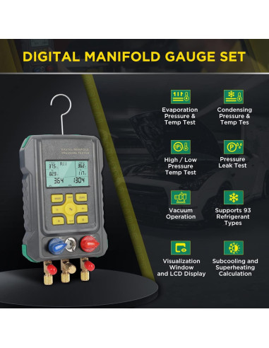 Conjunto de Manómetros Digitales CMTOOL AQ-49 HVAC 93 Refrigerantes