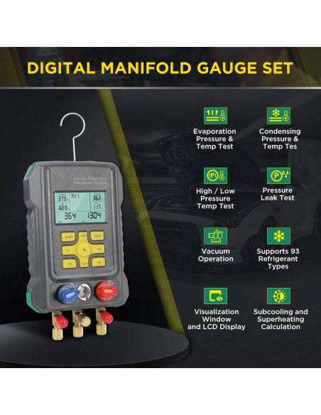 Conjunto de Manómetros Digitales CMTOOL AQ-49 HVAC 93 Refrigerantes
