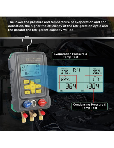 Conjunto de Manómetros Digitales CMTOOL AQ-49 HVAC 93 Refrigerantes
