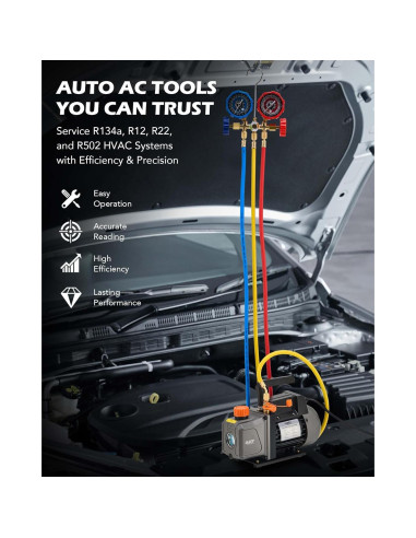 Kit de Bomba de Vacío Orion Motor Tech 1/3 hp 4.0 CFM con Manómetro
