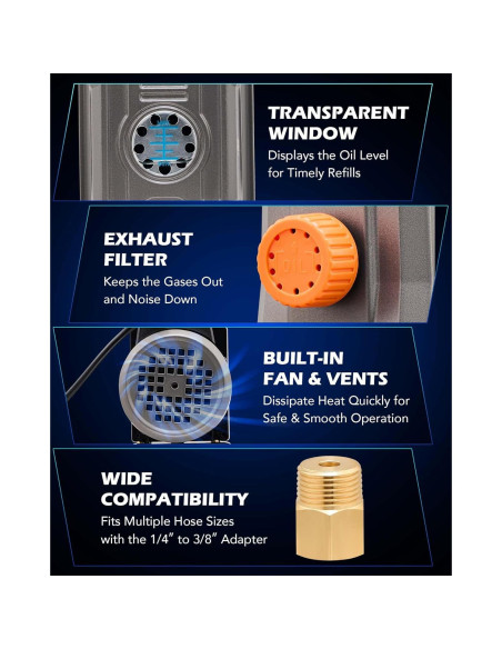 Kit de Bomba de Vacío Orion Motor Tech 1/3 hp 4.0 CFM con Manómetro