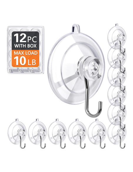 Ganchos de Ventosa KORCCI 12pcs Transparentes 4.5kg