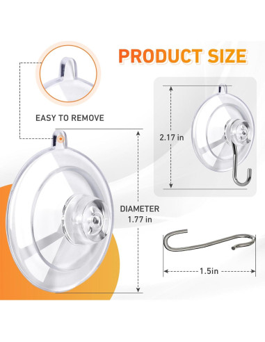 Ganchos de Ventosa KORCCI 12pcs Transparentes 4.5kg