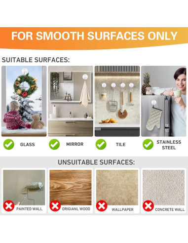 Ganchos de Ventosa KORCCI 12pcs Transparentes 4.5kg