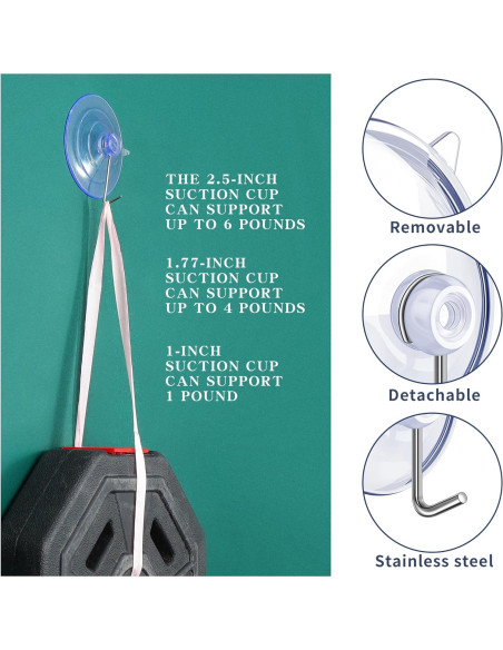 Ganchos de Ventosa Scaups 20PCS PVC Acero Inoxidable 304