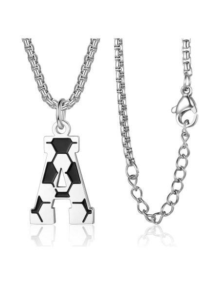 Collar de Fútbol con Letra Inicial A-Z - Acero Inoxidable 55.88 cm