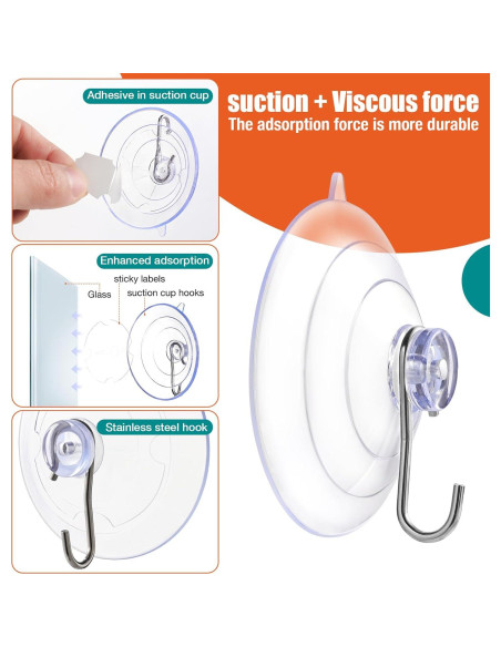 Gancho de Ventosa Grande MAISEEN 6 Piezas 3.18 Kg Transparente Gancho de Ventosa Grande MAISEEN 6 Piezas 3.18 Kg Transparente