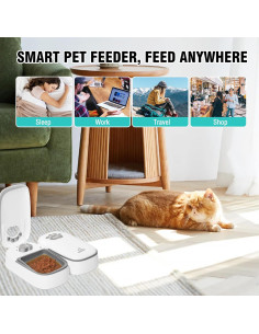 Comedero Automático SKAILING F7 para Gatos y Perros 2 Comidas 2