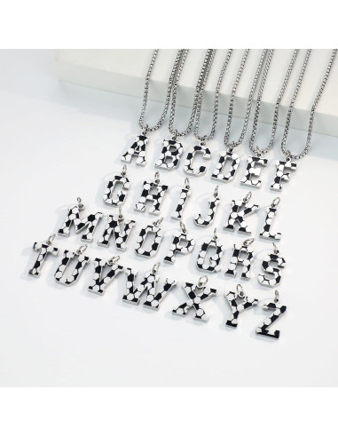 Collar de Fútbol con Letra Inicial A-Z - Acero Inoxidable 55.88 cm