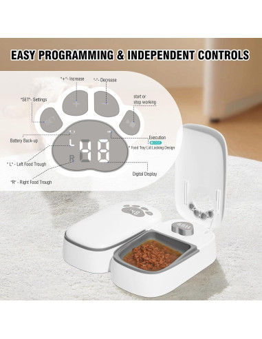 Comedero Automático SKAILING F7 para Gatos y Perros 2 Comidas