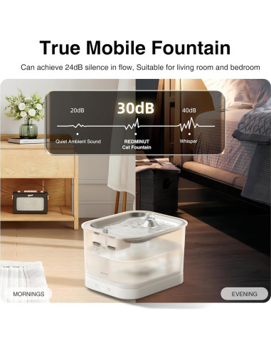 Fuente de Agua Inalámbrica para Gatos REDMINUT 2.5L con Batería