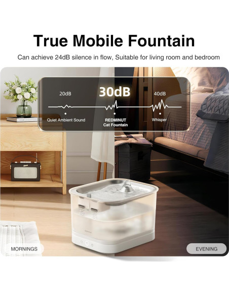Fuente de Agua Inalámbrica para Gatos REDMINUT 2.5L con Batería