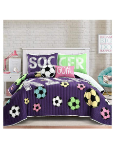 Juego de Ropa de Cama de Fútbol Lush Decor Doble 5 Piezas Púrpura