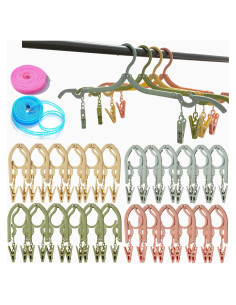 24 Perchas Plegables Antideslizantes Smilixin - Viaje y Secado
