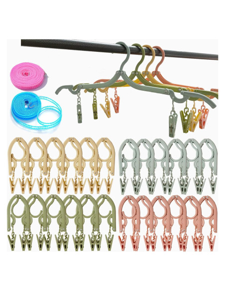 24 Perchas Plegables Antideslizantes Smilixin - Viaje y Secado