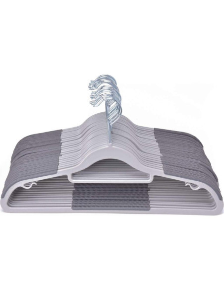 Perchas de Calidad 50 Unidades Plástico Gris Antideslizante