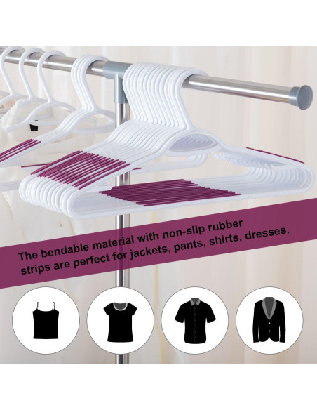 30 Perchas de Plástico Antideslizantes Ollieroo Morado 41.4 cm
