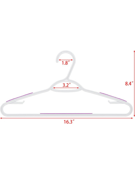 30 Perchas de Plástico Antideslizantes Ollieroo Morado 41.4 cm