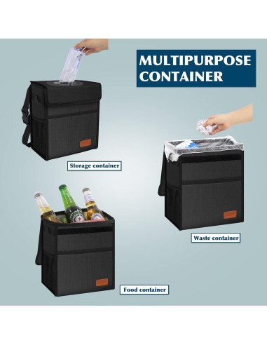 Basurero de Coche Femuar 8.5L Impermeable y Colapsable Negro