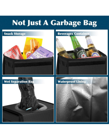Basurero de Coche Femuar 8.5L Impermeable y Colapsable Negro