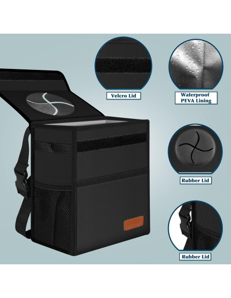 Basurero de Coche Femuar 8.5L Impermeable y Colapsable Negro