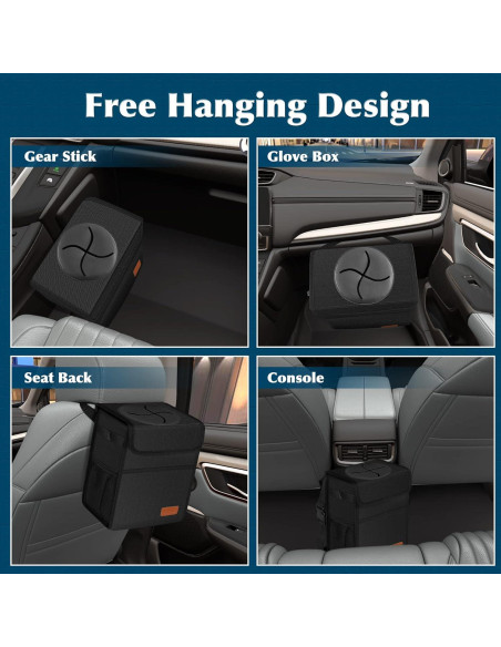 Basurero de Coche Femuar 8.5L Impermeable y Colapsable Negro