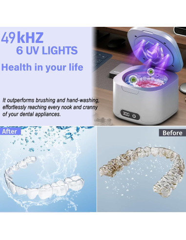 Limpiador Ultrasónico VJK 300ML con UV para Dentaduras y Joyería