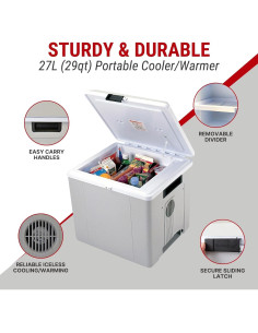 Enfriador Portátil Eléctrico Koolatron 12V 27L Gris/Blanco 2