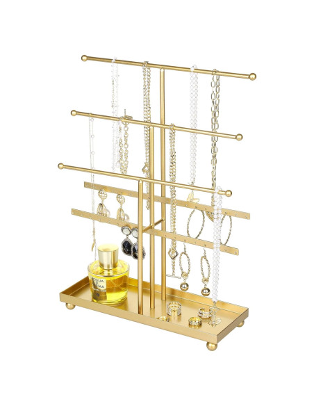 Soporte Organizador de Joyería MyGift Dorado 5 Niveles
