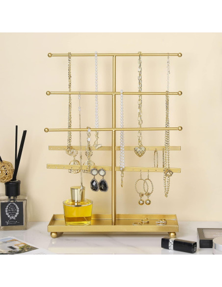 Soporte Organizador de Joyería MyGift Dorado 5 Niveles