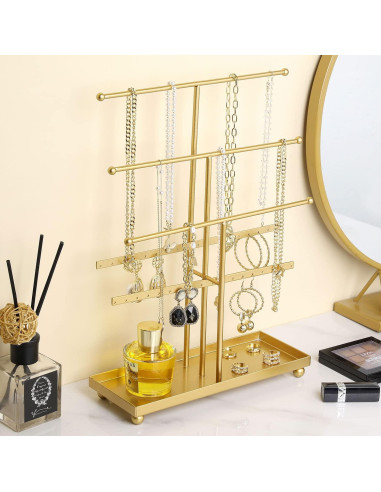 Soporte Organizador de Joyería MyGift Dorado 5 Niveles