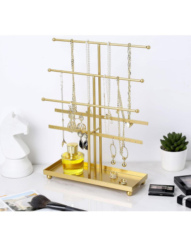 Soporte Organizador de Joyería MyGift Dorado 5 Niveles