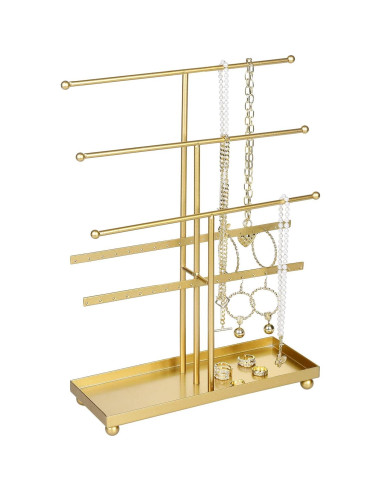 Soporte Organizador de Joyería MyGift Dorado 5 Niveles