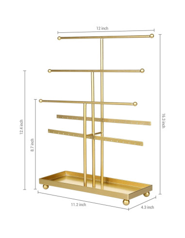 Soporte Organizador de Joyería MyGift Dorado 5 Niveles