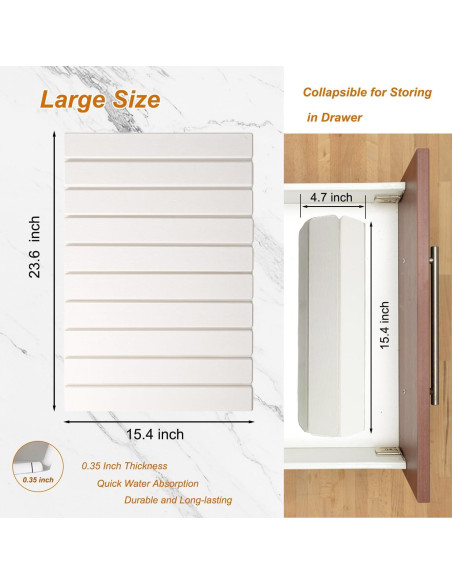 Alfombrilla de Secado de Piedra Diatomácea Allybyme 60x39 cm Blanca