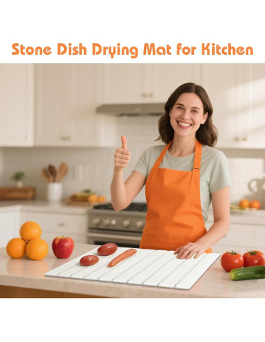 Alfombrilla de Secado de Piedra Diatomácea Allybyme 60x39 cm Blanca