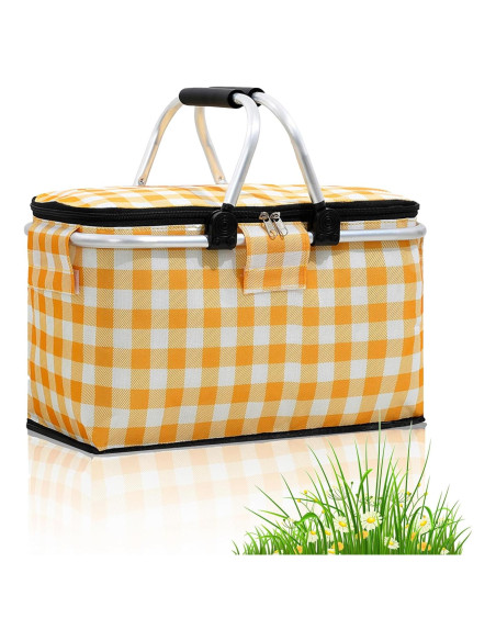 Cesta de Picnic Plegable DZHPSRSZ 18.5L Aislada para 2 Personas