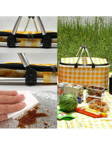 Cesta de Picnic Plegable DZHPSRSZ 18.5L Aislada para 2 Personas