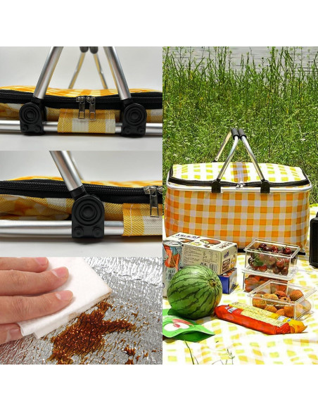 Cesta de Picnic Plegable DZHPSRSZ 18.5L Aislada para 2 Personas