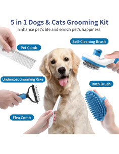 Kit de Aseo para Mascotas WOPQAEM 5 en 1 - Cepillo Autolimpiante 2