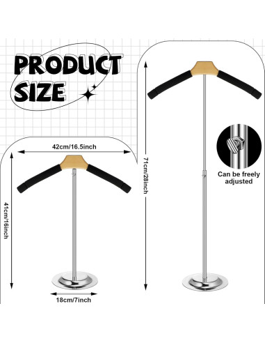 Soporte de exhibición ajustable Qunclay para ropa negro 41-71 cm