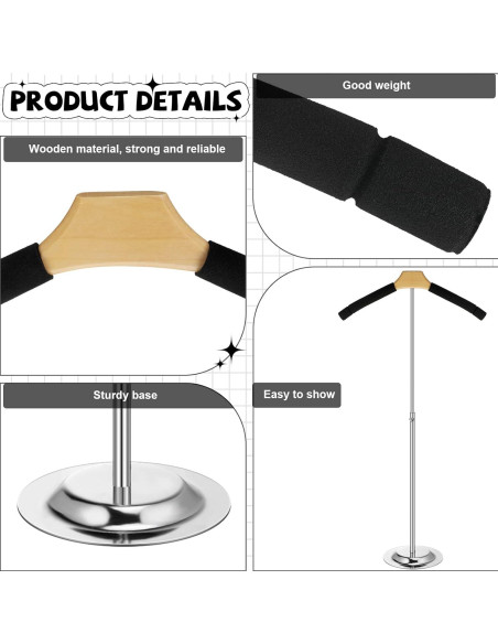 Soporte de exhibición ajustable Qunclay para ropa negro 41-71 cm