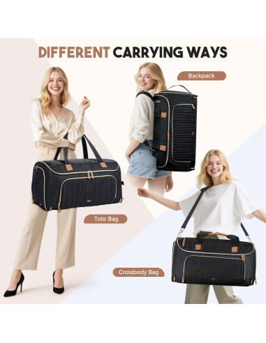 Bolsa Duffle Convertible Tonyeee 4 en 1 para Mujeres Negra