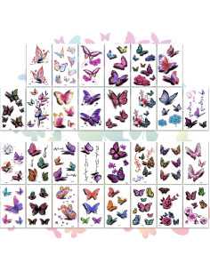 Tatuajes Temporales 3D Mariposas y Flores 126 Pcs 2