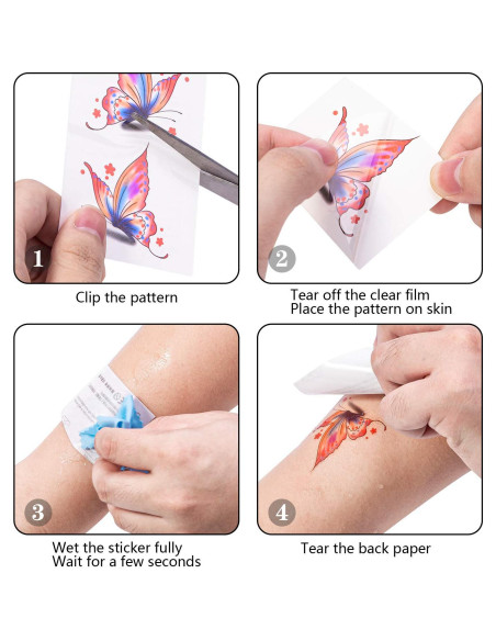 Tatuajes Temporales 3D Mariposas y Flores 126 Pcs Tatuajes Temporales 3D Mariposas y Flores 126 Pcs