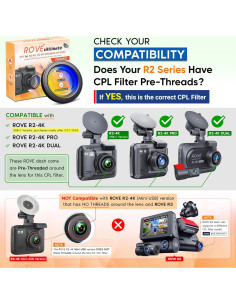 Filtro CPL Polarizador Circular ROVE para Dash Cam R2-4K 2